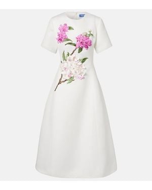 LEO LIN Robe Midi Caroline A Fleurs - Blanc