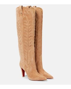 Christian Louboutin Santia Botta 85 Suede Knee-High Boots - Brown