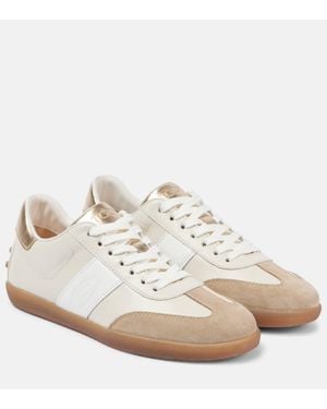 Tod's Tabs Suede-trimmed Leather Trainers - White