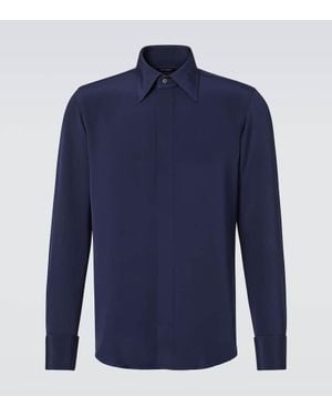 Thom Sweeney Hemd Aus Seide - Blau