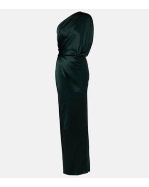 The Sei Draped Silk Satin Gown - Green