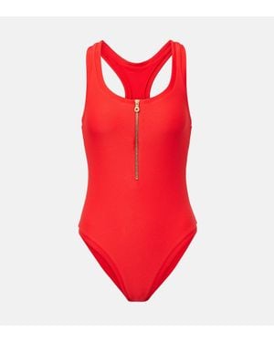 Heidi Klein Zip-Up Racerback Swimsuit - Red