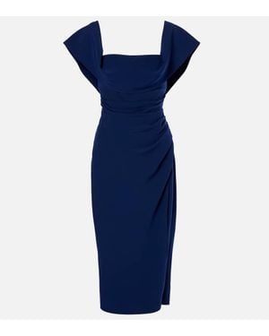 Carolina Herrera Abito Midi Con Ruches - Blu