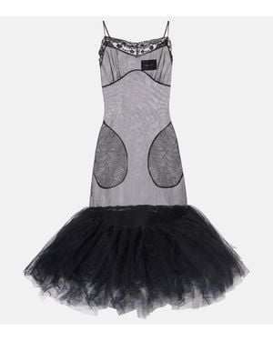 Simone Rocha Tulle-Trimmed Slip Dress - Black