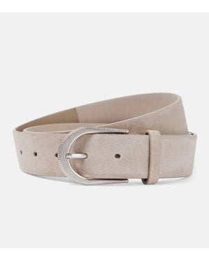 Brunello Cucinelli Guertel Aus Veloursleder - Natur