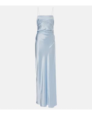 SIR. Lush Gathered Silk Slip Dress - Blue