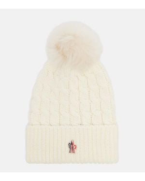 Moncler Muetze Aus Schurwolle Mit Shearling - Natur