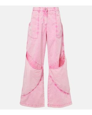 The Attico Mid-Rise Cotton Canvas Wide-Leg Pants - Pink