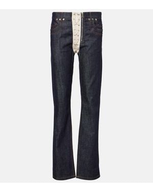 Jean Paul Gaultier Lace-Up High-Rise Straight Jeans - Blue