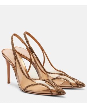 Gianvito Rossi Diana 95 Leather-Trimmed Pu Slingback Pumps - Natural