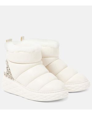 Jimmy Choo Botas De Nieve Xan De Piel Con Borrego - Neutro