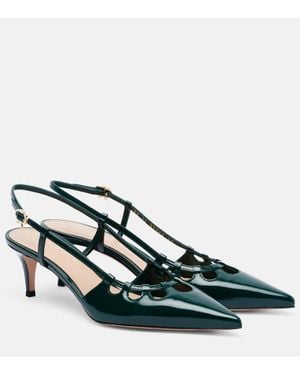 Gianvito Rossi 55 Patent Leather Slingback Pumps - Green