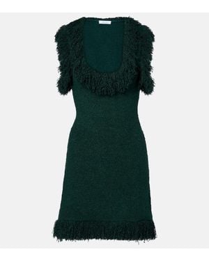 Ferragamo Fringed Silk-Blend Minidress - Green