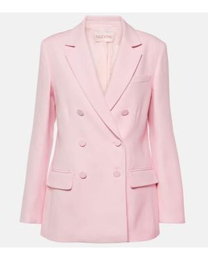 Valentino Blazer Cruzado De Lana Y Seda - Rosa