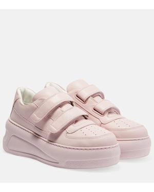 Acne Studios Face Leather Platform Sneakers - Pink