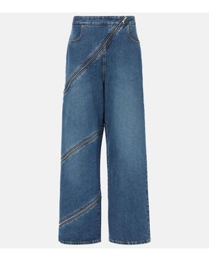 Alaïa Zip-Up Wide-Leg Jeans - Blue