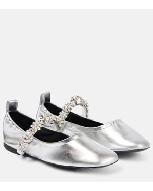 Stella McCartney Elsa Metallic Faux Leather Ballet Flats - White