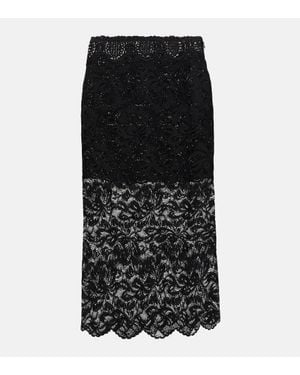 Rabanne Layered Lace Midi Skirt - Black