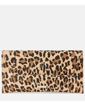 Aquazzura Leopard-Print Raffia Clutch - Metallic