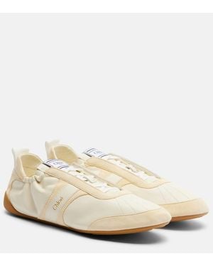 Chloé Sneakers Kick Aus Leder Mit Veloursleder - Natur