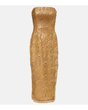 Emilia Wickstead Leila Guipure Lace Midi Dress - Metallic
