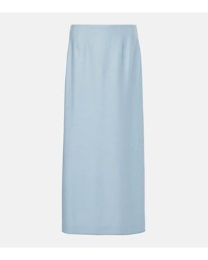 Gabriela Hearst Defina Silk And Wool Midi Skirt - Blue