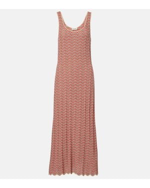 RIXO London Bondi Open-Knit Cotton Maxi Dress - Pink