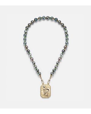 Marie Lichtenberg Collar Dragon De Oro De 18 Ct Con Perlas Y Rubies - Metálico