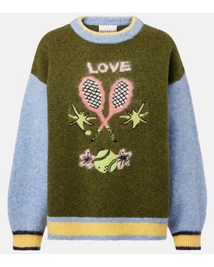 ALÉMAIS Anouk Wool, Alpaca, And Mohair-Blend Jumper - Green