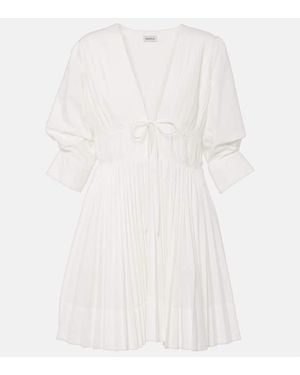 Jonathan Simkhai Steph Pleated Cotton-Blend Minidress - White