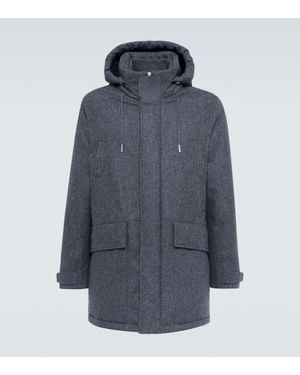 ZEGNA Daunenmantel Aus Wolle - Blau
