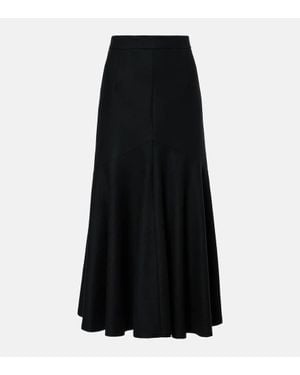 Patou Peplum Wool-Blend Midi Skirt - Black