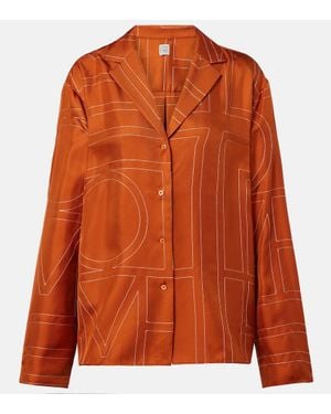 TOTEME Pyjama-Hemd Monogram Aus Seiden-Twill - Orange