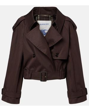 Burberry Veste En Gabardine De Coton - Marron