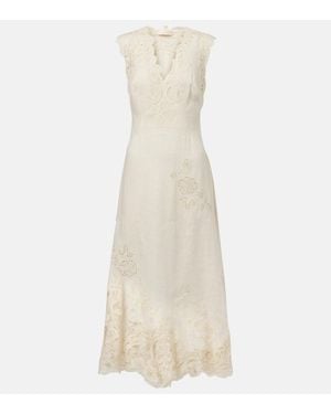 Ulla Johnson Olivette Lace-Trimmed Linen Maxi Dress - Natural