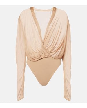 Saint Laurent Draped Bodysuit - Natural