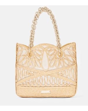 Aquazzura Bolso Kahlo Mini De Rafia Con Logo - Neutro