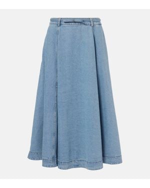 Zimmermann Crush Denim Full Flared Midi Skirt - Blue