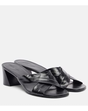 KHAITE Liria 55 Leather Mules - Grey