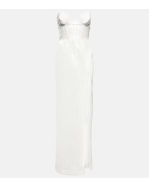 Nensi Dojaka Bridal Sequined Gown - White