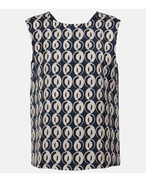 Max Mara Bedrucktes Top Timetop Aus Seide - Schwarz