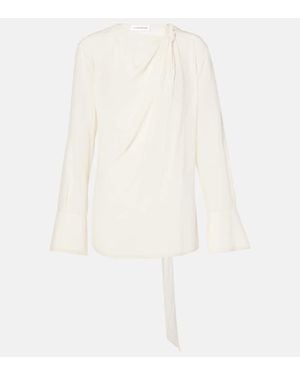 Victoria Beckham Scarf-Detail Silk Blouse - White