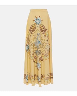 Etro Floral Silk Maxi Skirt - Metallic