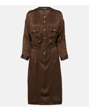 Tom Ford Midikleid Aus Seiden-Jacquard - Braun