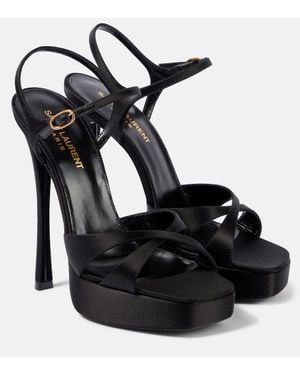 Saint Laurent Debbie 110 Crepe Satin Platform Sandals in