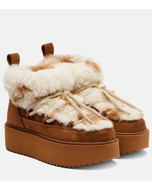 Inuikii Bottines Apres-Ski Teddy Platform En Daim - Marron
