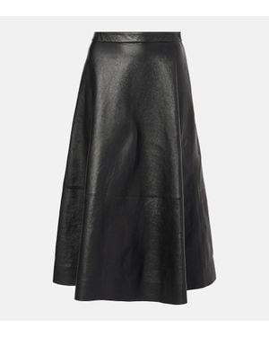 Balenciaga Leather Flared Skirt - Black