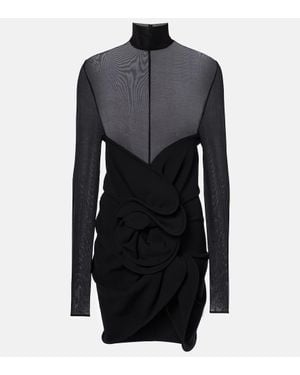 Magda Butrym Gathered Sheer Wool-Blend Minidress - Black