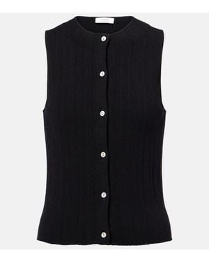Vince Ribbed-Knit Cotton Top - Blue