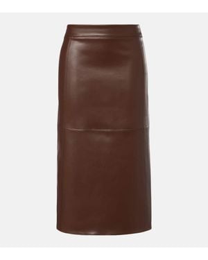 Max Mara Plata Faux Leather Midi Skirt - Brown